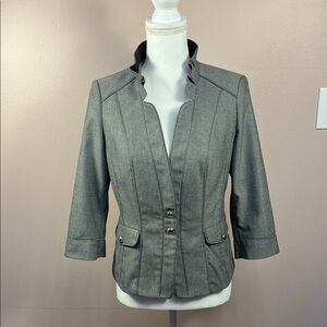 Sophisticated Black and White Herringbone Women's Blazer